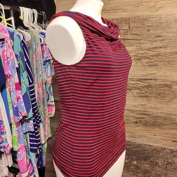 Lauren Ralph Lauren Navy and Red Striped Tank Top - Picture 3 of 6